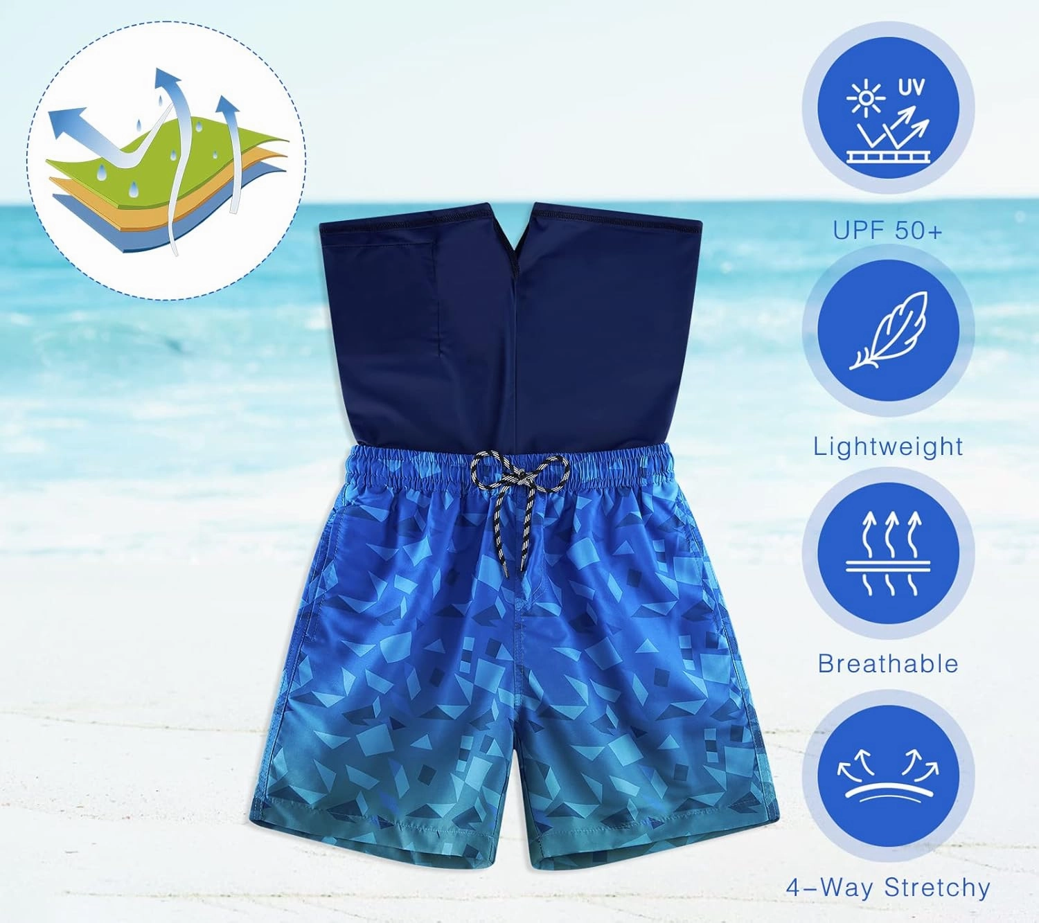 Cozople Boys Swim Trunks with Boxer Brief Liner Compression Swimwear Quick Dry Swim Shorts Bathing Suits 7-20 Years