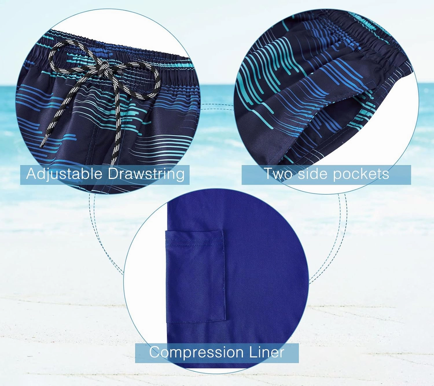 Cozople Boys Swim Trunks with Boxer Brief Liner Compression Swimwear Quick Dry Swim Shorts Bathing Suits 7-20 Years
