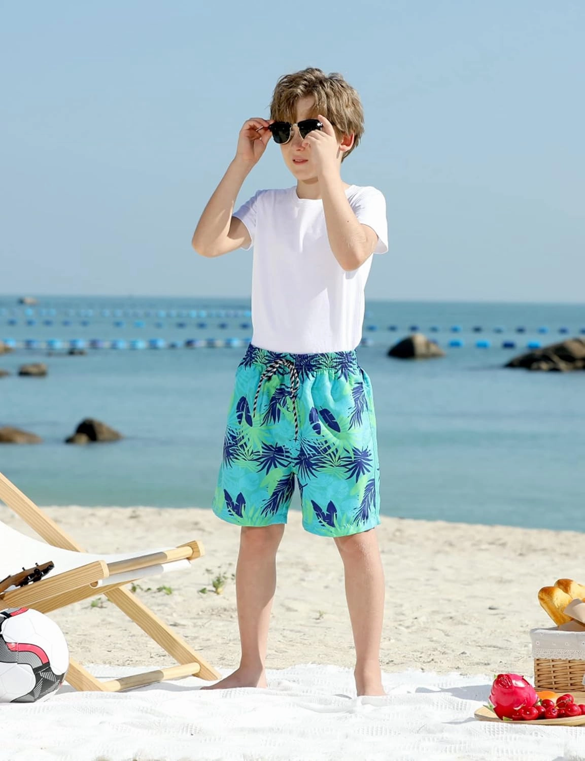Cozople Boys Swim Trunks with Boxer Brief Liner Compression Swimwear Quick Dry Swim Shorts Bathing Suits 7-20 Years