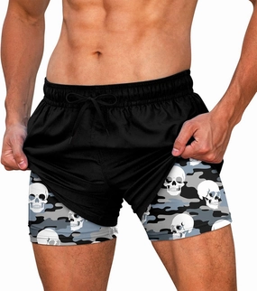 Cozople Mens Swim Trunks Quick Dry Bathing Suit with Compression Liner 5.5" Inseam Anti Chafe Beach Swim Shorts