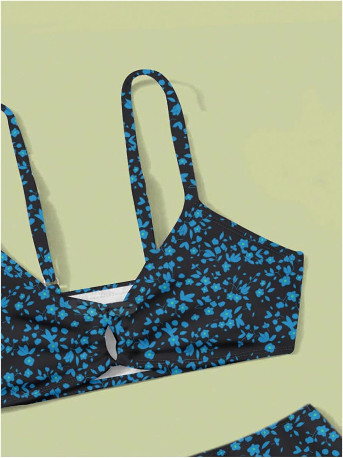 COZYEASE Girls' 2 Piece Ditsy Floral Print Knot Front Ruched Triangle Bikini Swimsuit