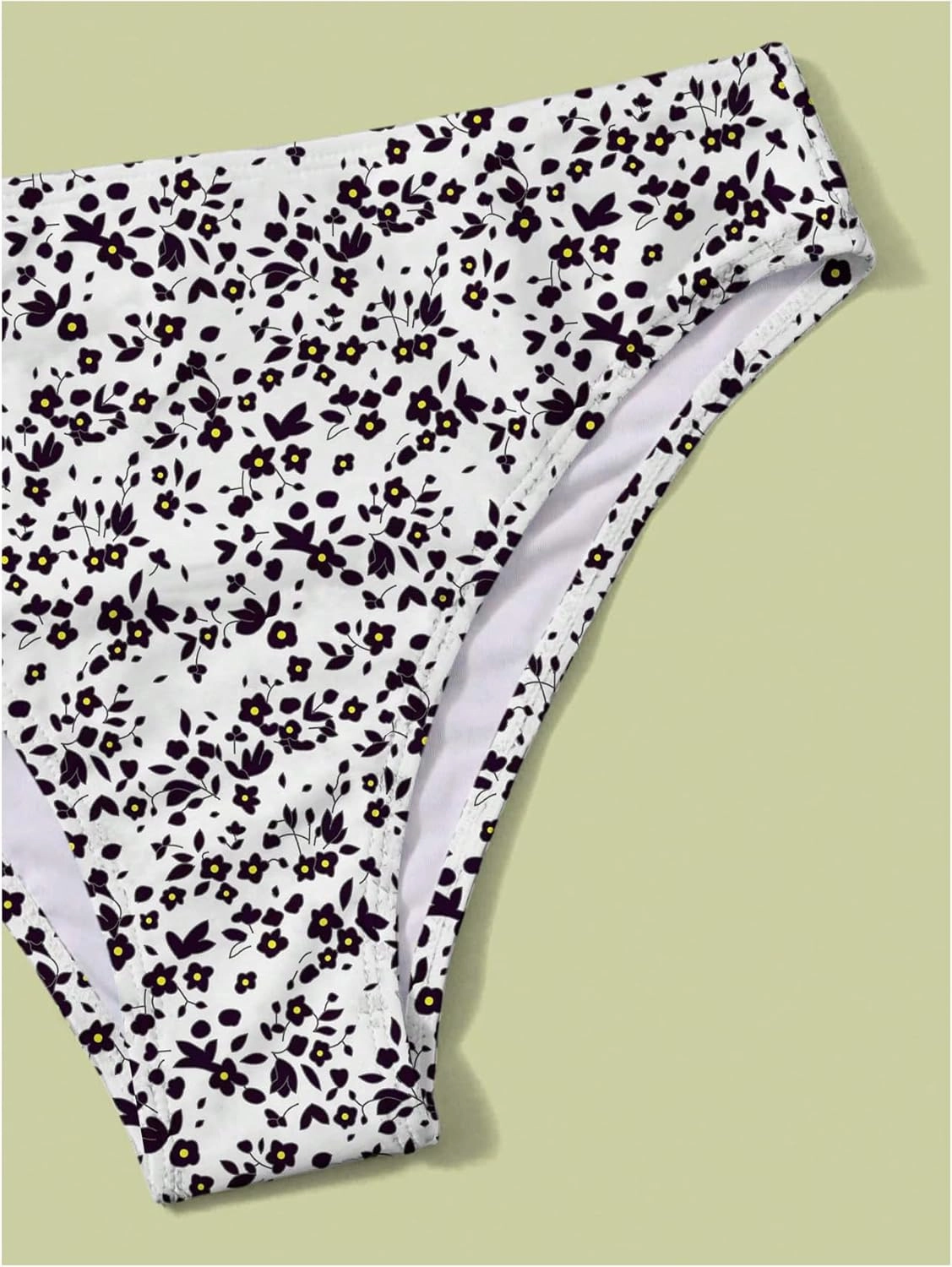 COZYEASE Girls' 2 Piece Ditsy Floral Print Knot Front Ruched Triangle Bikini Swimsuit