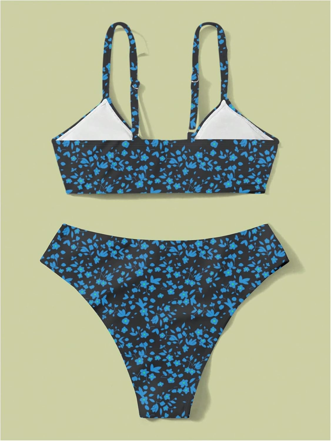 COZYEASE Girls' 2 Piece Ditsy Floral Print Knot Front Ruched Triangle Bikini Swimsuit
