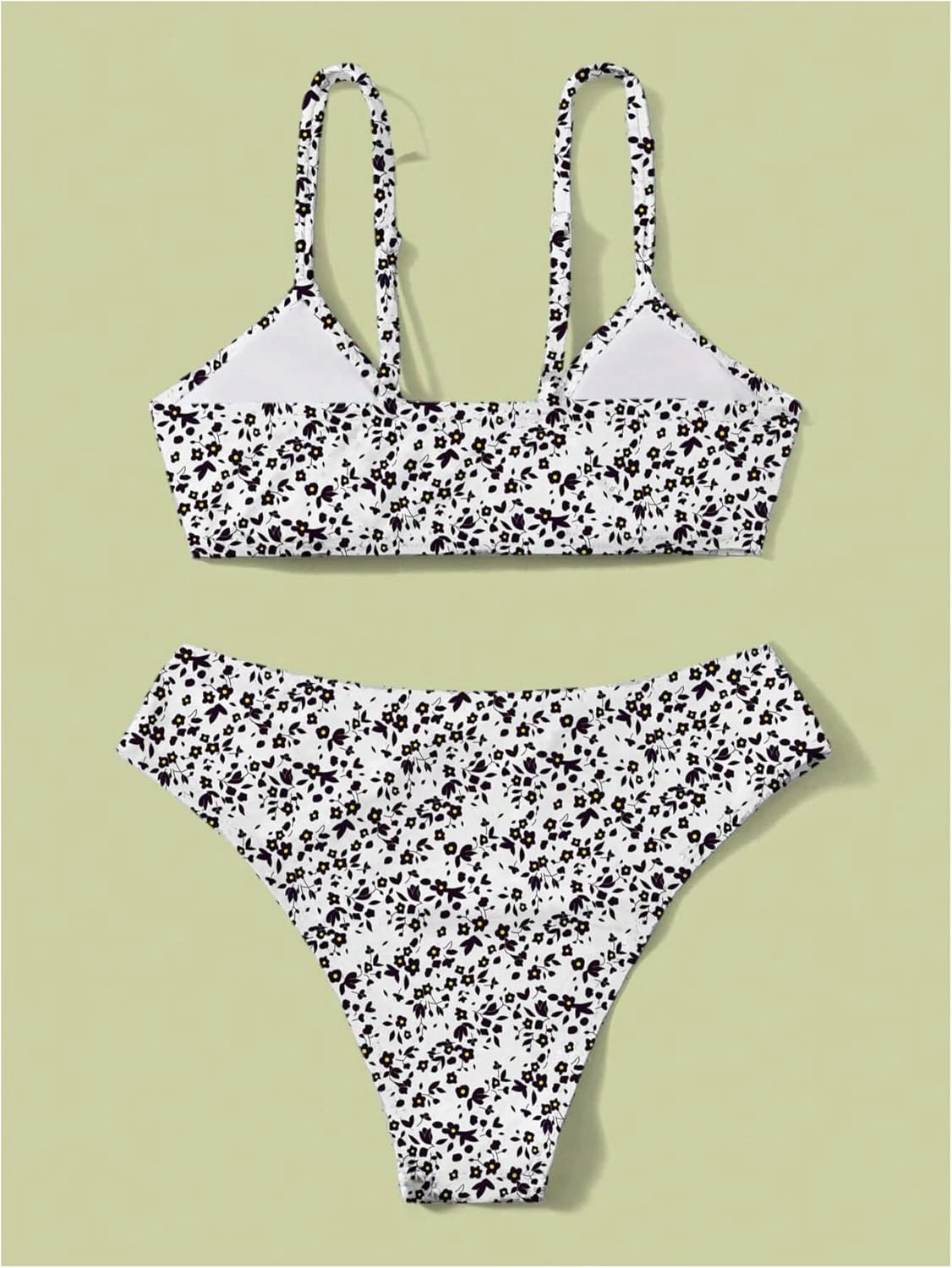 COZYEASE Girls' 2 Piece Ditsy Floral Print Knot Front Ruched Triangle Bikini Swimsuit