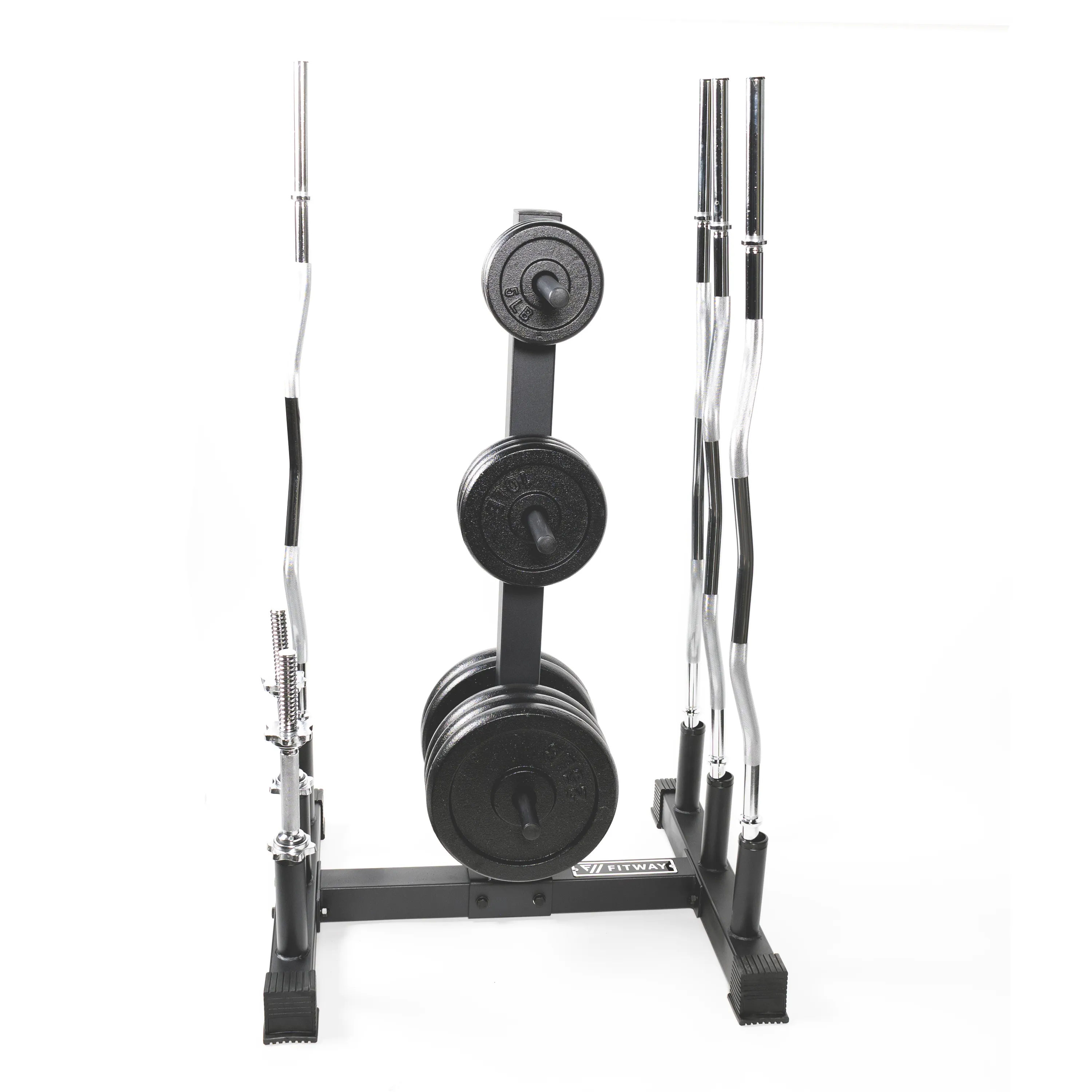 Fitway Plate & Bar Rack - 1", Twist Plates, Steps,Decks, Rubber Gripped Olympic Plates