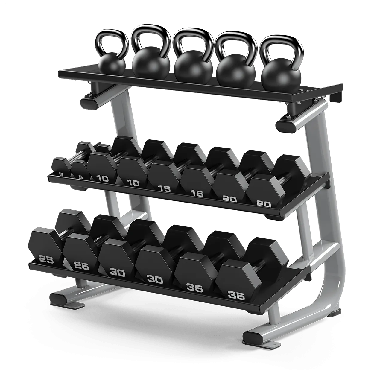 Matrix Magnum Studio Flat-Tray Dumbbell Rack, Front Drive