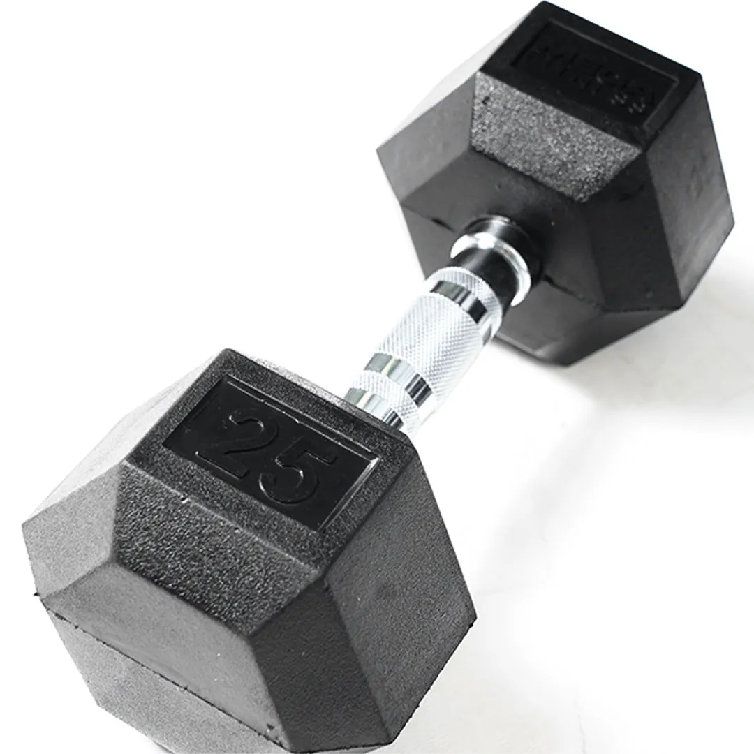 Mega Fitness - Rubber Hex Dumbbells Set 5-50lbs with Stand, Weightlifting chalk, Onboard Functions, Power Bands