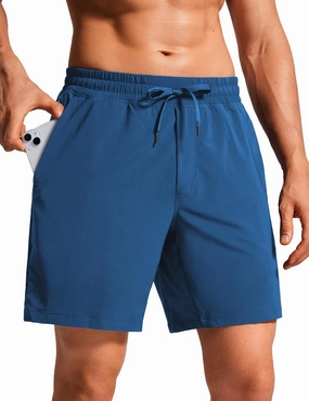 CRZ YOGA Mens Swim Trunks 7'' Quick Dry Mesh Lining Athletic Casual Swimwear Shorts with Zipper Pockets