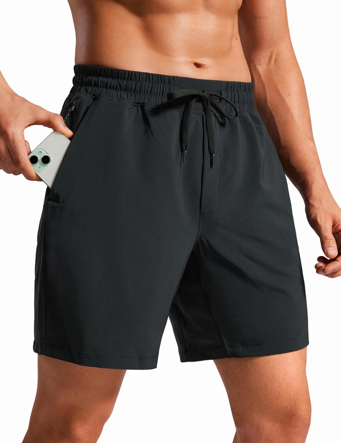 CRZ YOGA Mens Swim Trunks 7'' Quick Dry Mesh Lining Athletic Casual Swimwear Shorts with Zipper Pockets