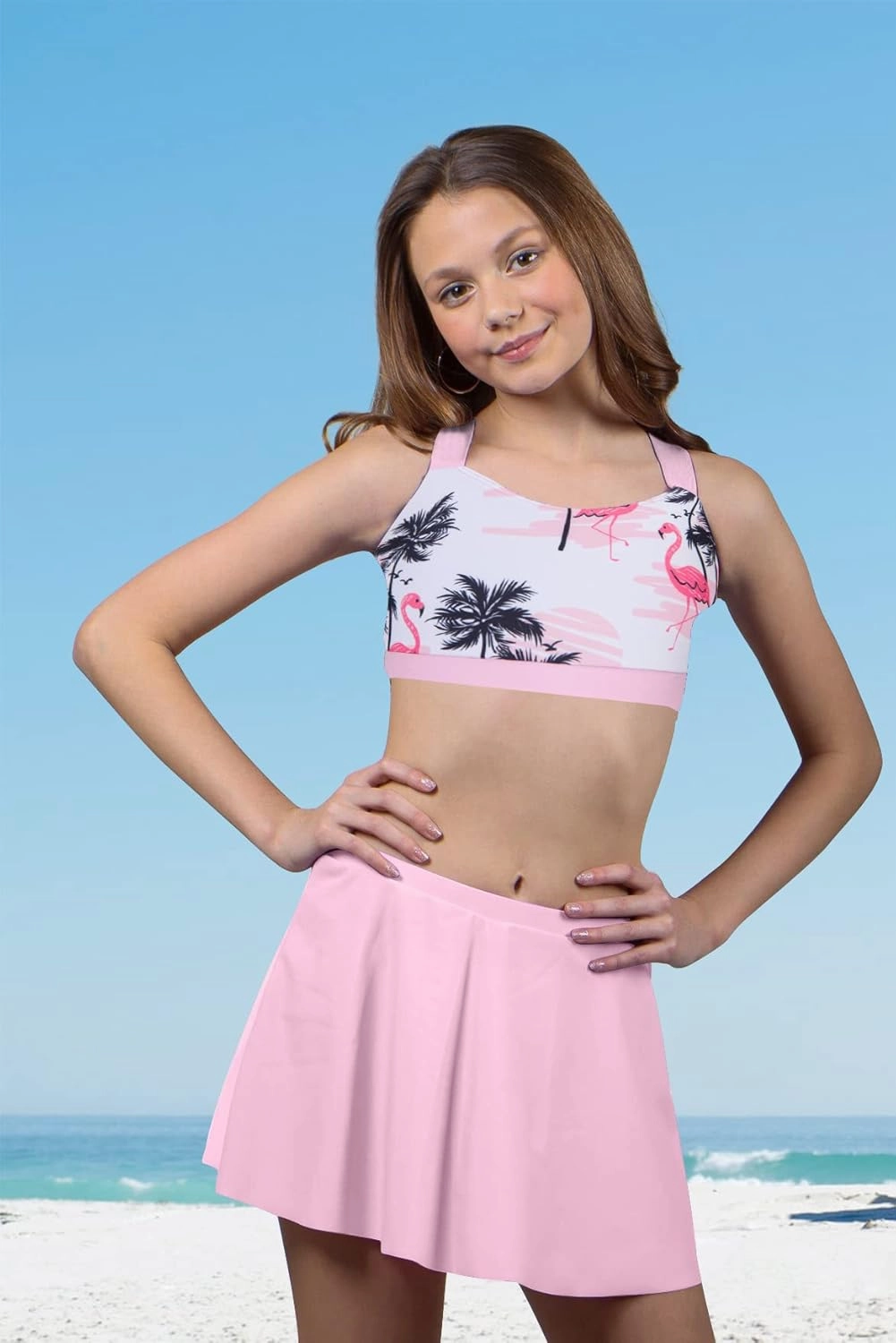 Cutemile Little Girls Two Piece Tankini Swimsuit Summer Boyshort Bathing Suit Beach Rash Guard Swimwear 6-13 Years