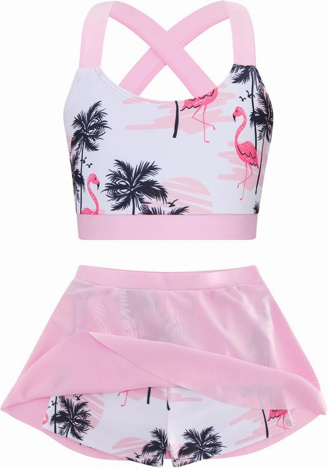 Cutemile Little Girls Two Piece Tankini Swimsuit Summer Boyshort Bathing Suit Beach Rash Guard Swimwear 6-13 Years
