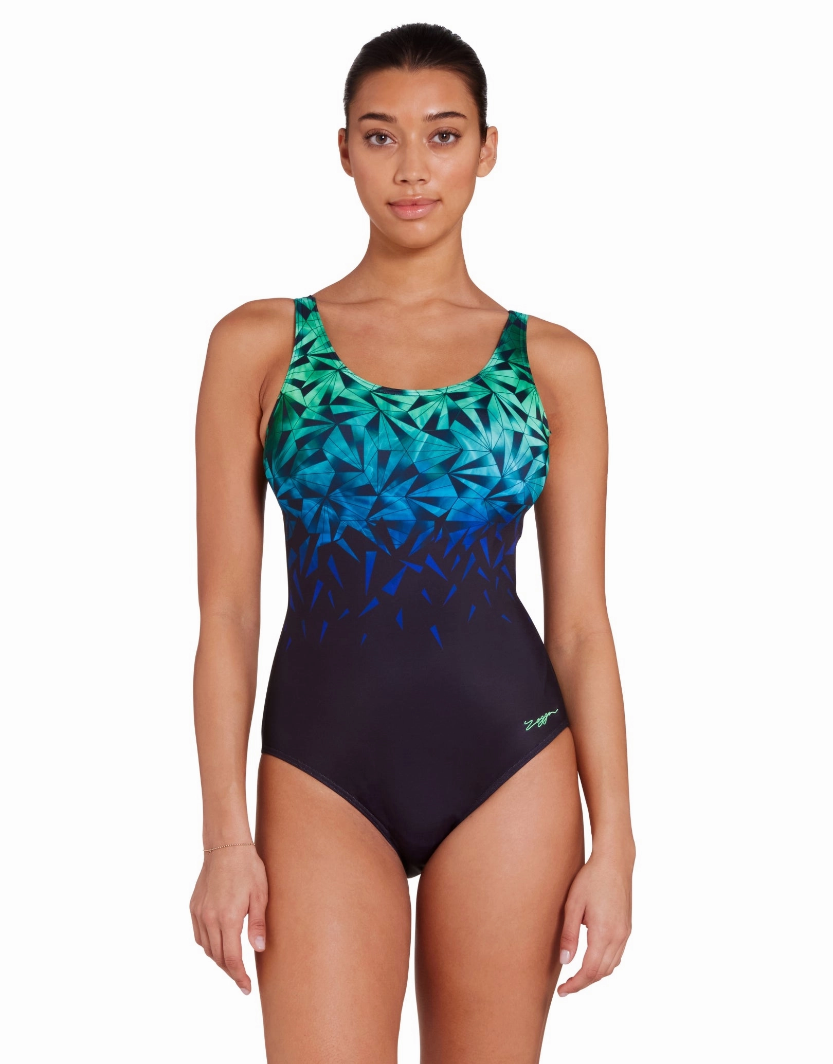 Cyber Adjustable Scoopback Swimsuit - Blue/Black