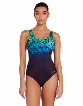 Cyber Adjustable Scoopback Swimsuit - Blue/Black