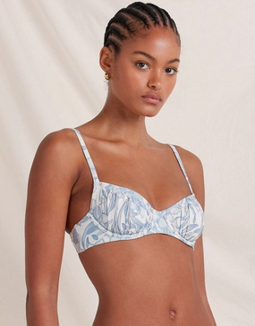 Daffodil Poolside Balconette Bikini Top - Blue Print