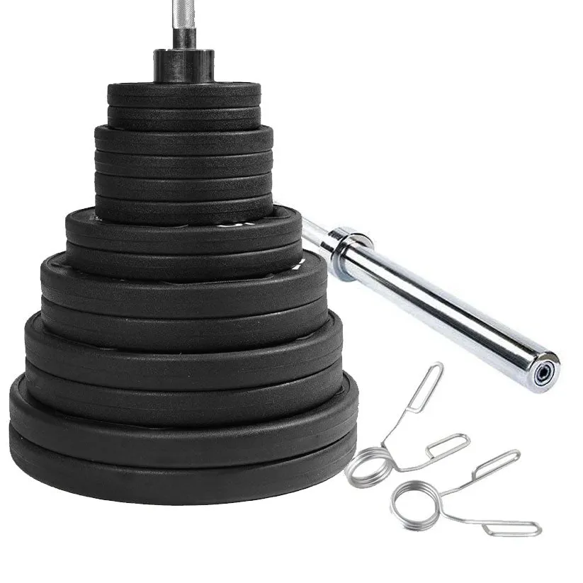 Element Fitness - 300lb Virgin Rubber Olympic Pro Plate Set with ECO Bar Kit, Under desk treadmill