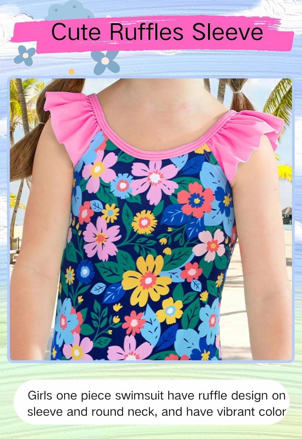 DAXIANG Girls Ruffles One Piece Swimsuits Quick Dry Beach Sport Swimwear Toddler Kids Mermaid Unicorn Bathing Suit 4-10 Years