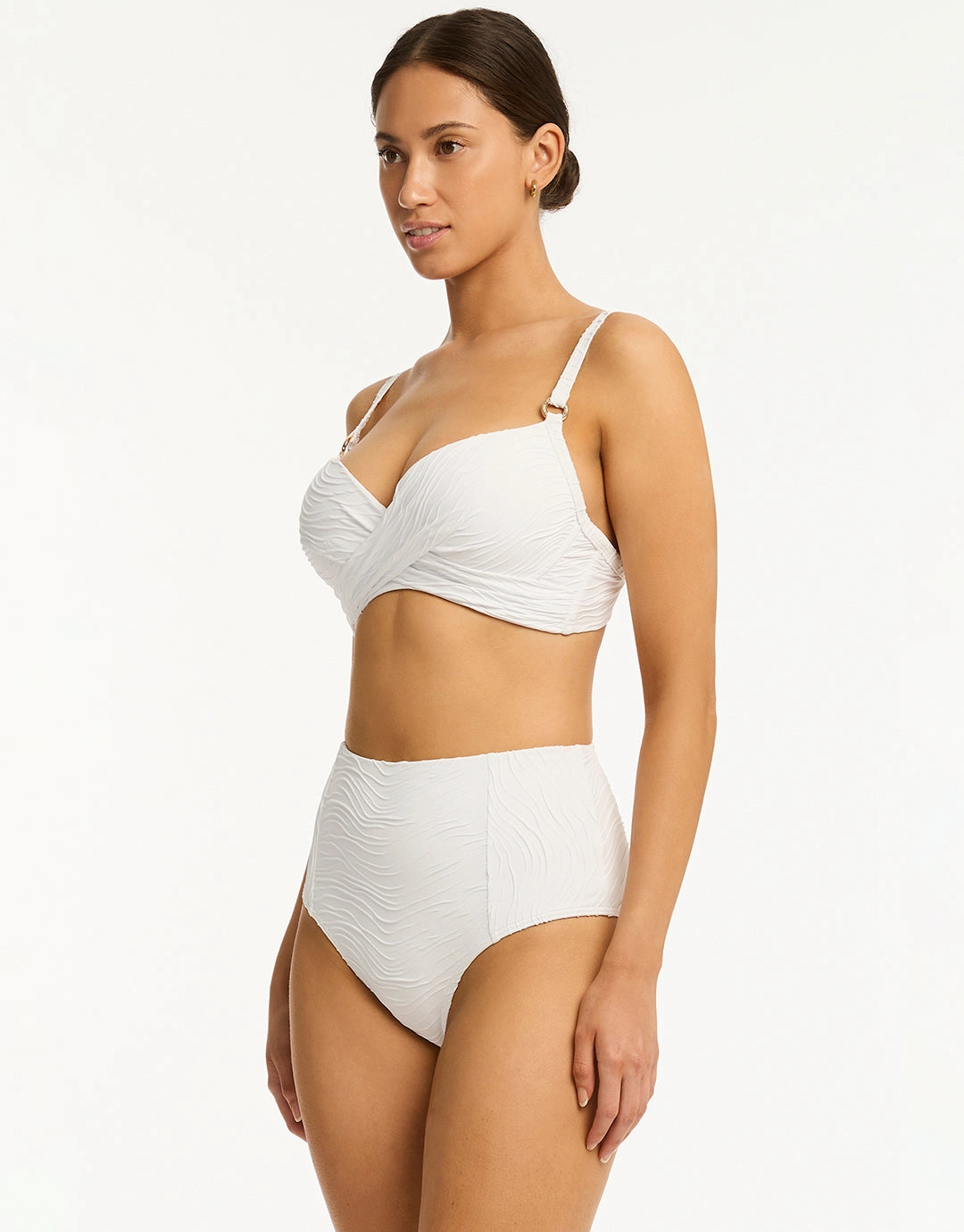 De Soleil Panelled High Waist Bikini Pant - White