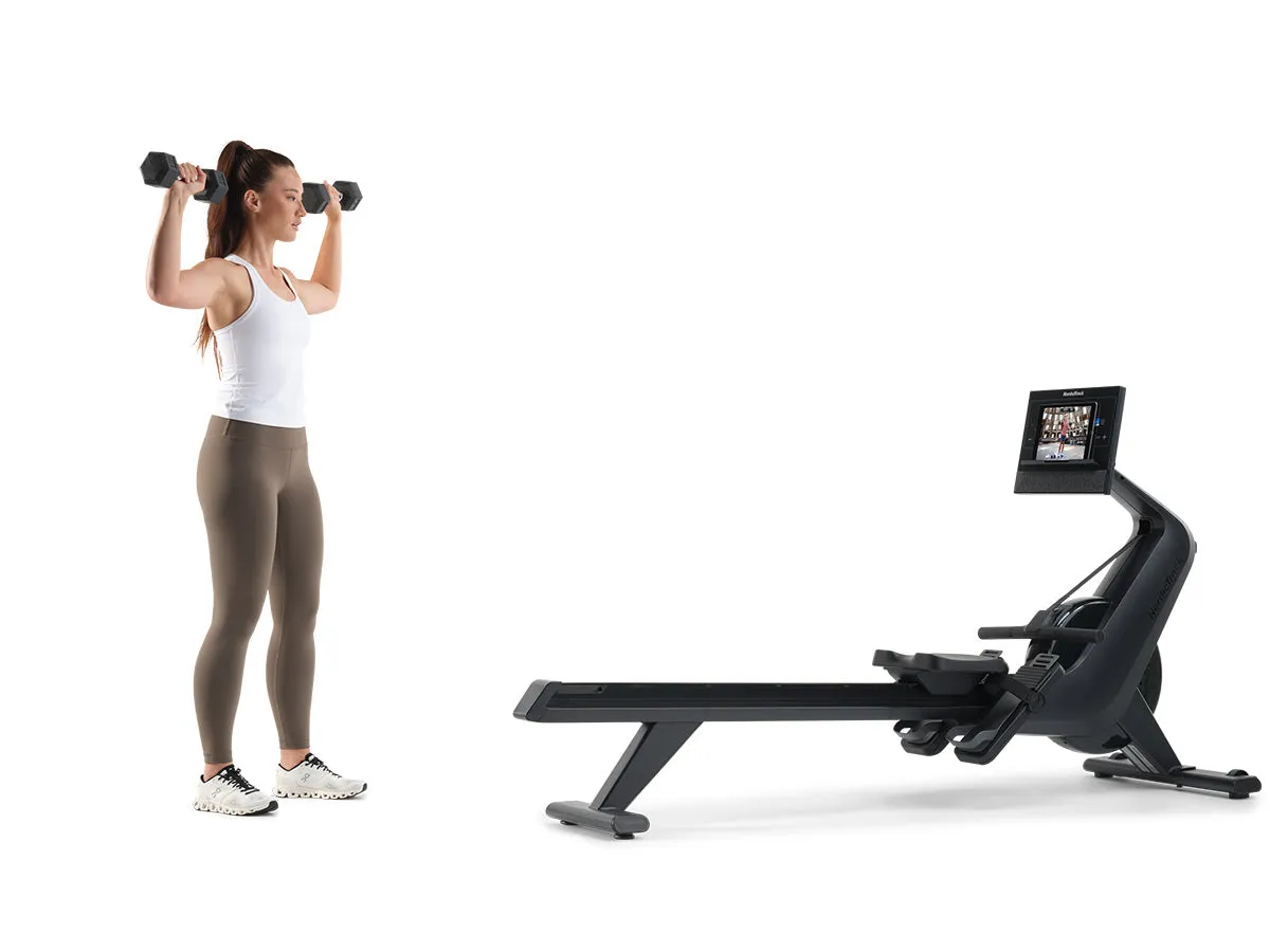 Nordictrack RW 300 Rower, Yoga wheel for back, Bundles, Hex dumbbells