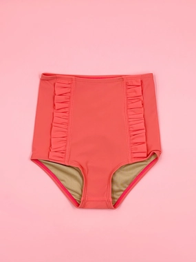 Deep Coral | Mini Down in Front Ruffle Bottoms