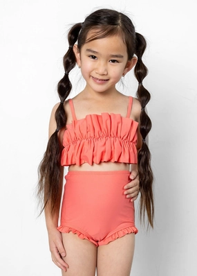 Deep Coral | Mini Oversized Ruffle Top
