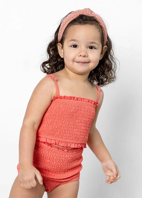 Deep Coral | Mini Smocked Bottoms