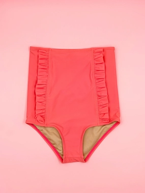 Deep Coral | Youth Down in Front Ruffle Bottoms
