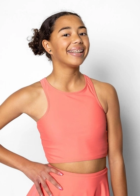 Deep Coral | Youth Racer Back Top