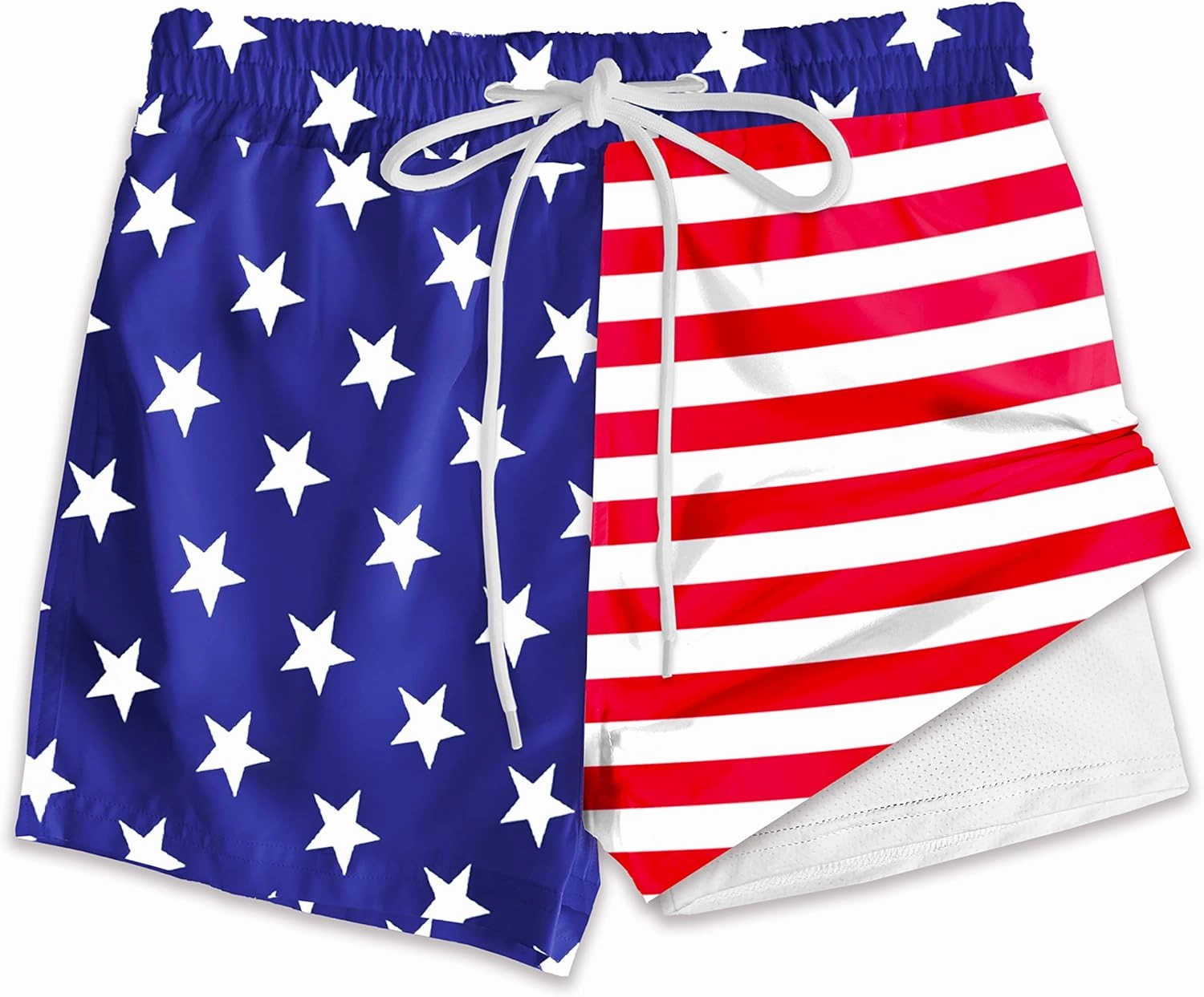 Deerose Boys Patriotic Swim Trunks with Compression Lined Kids Summer Beach Shorts 5-14 Years