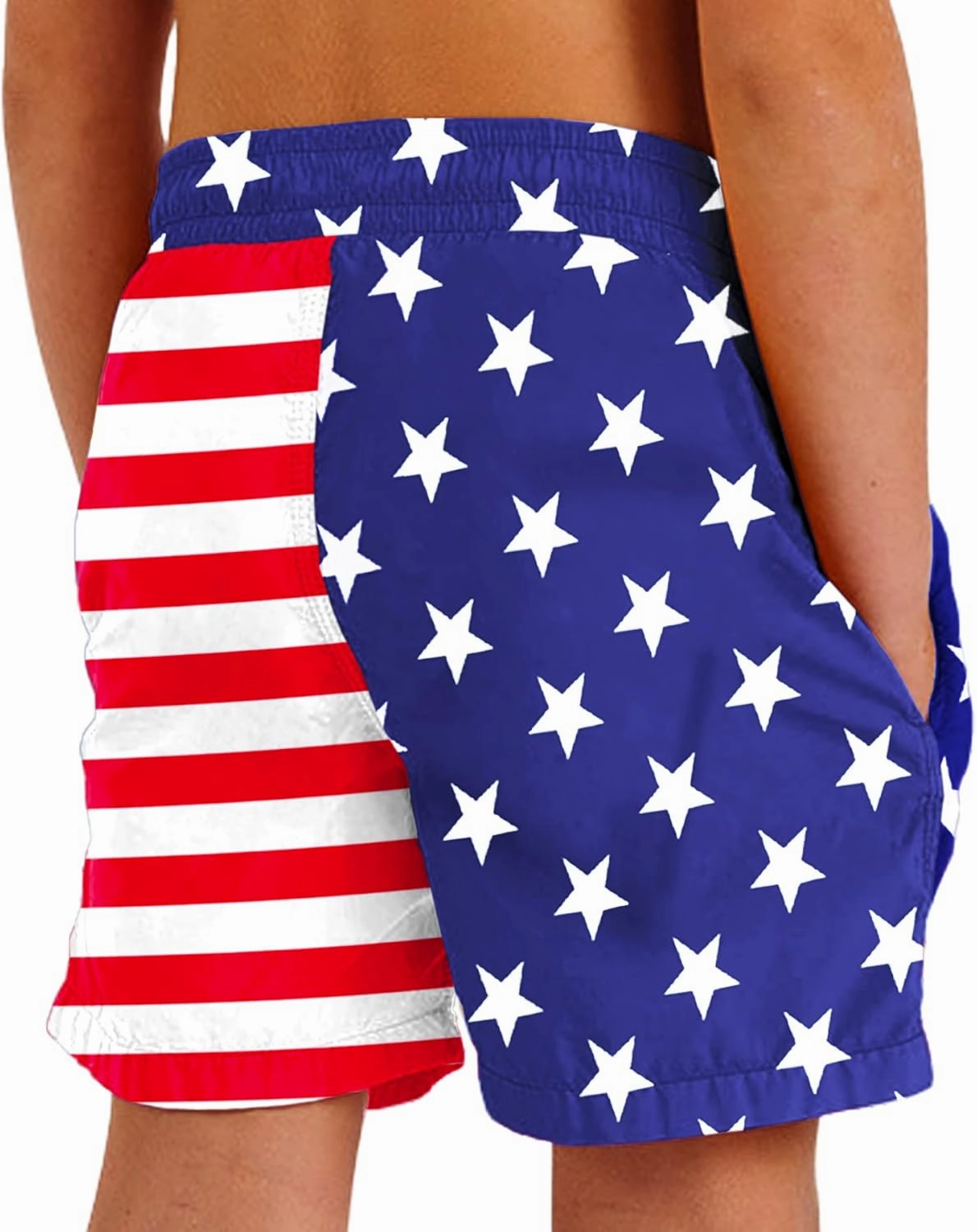 Deerose Boys Patriotic Swim Trunks with Compression Lined Kids Summer Beach Shorts 5-14 Years
