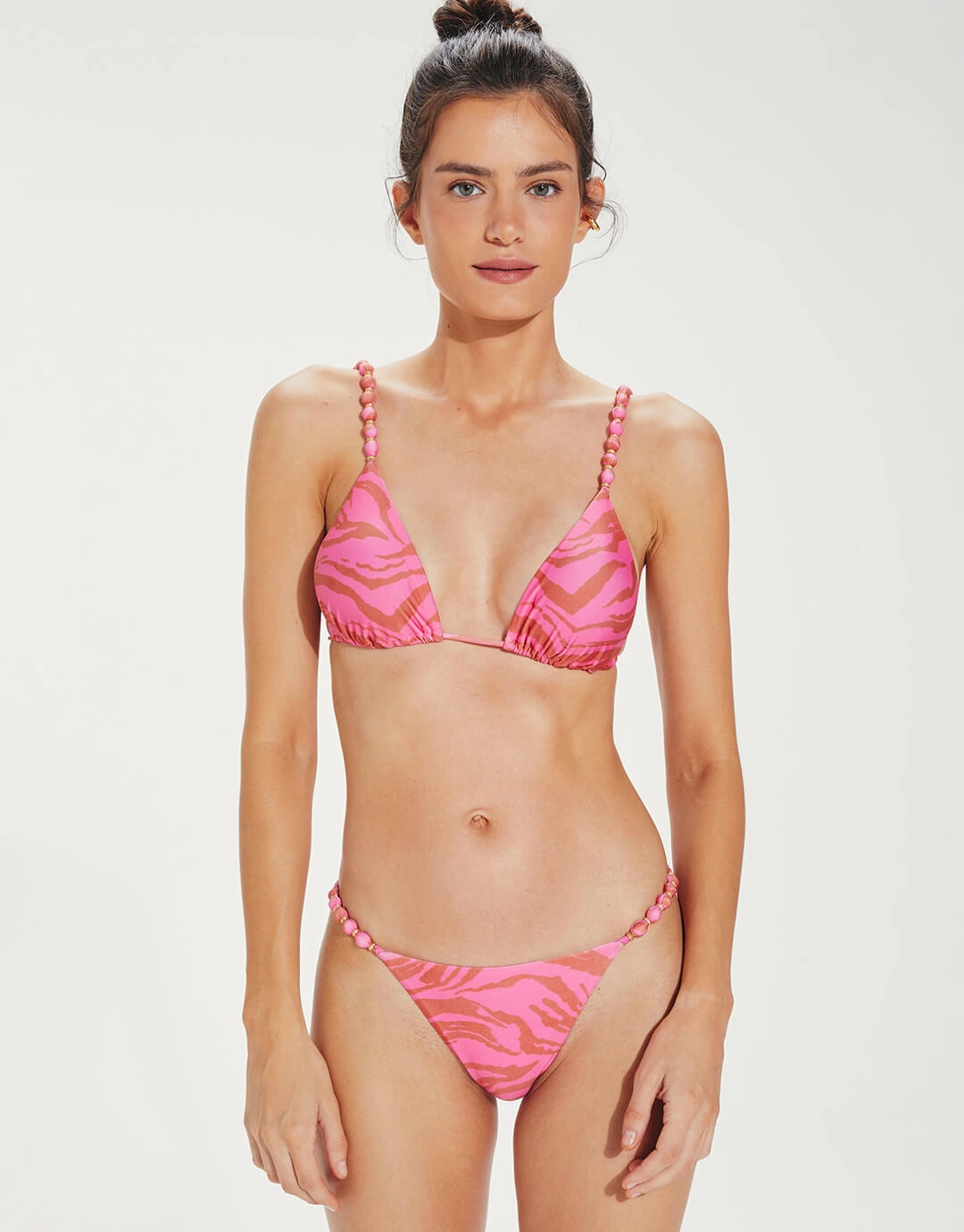 Diani Beads Parallel Tri Bikini Top - Pink