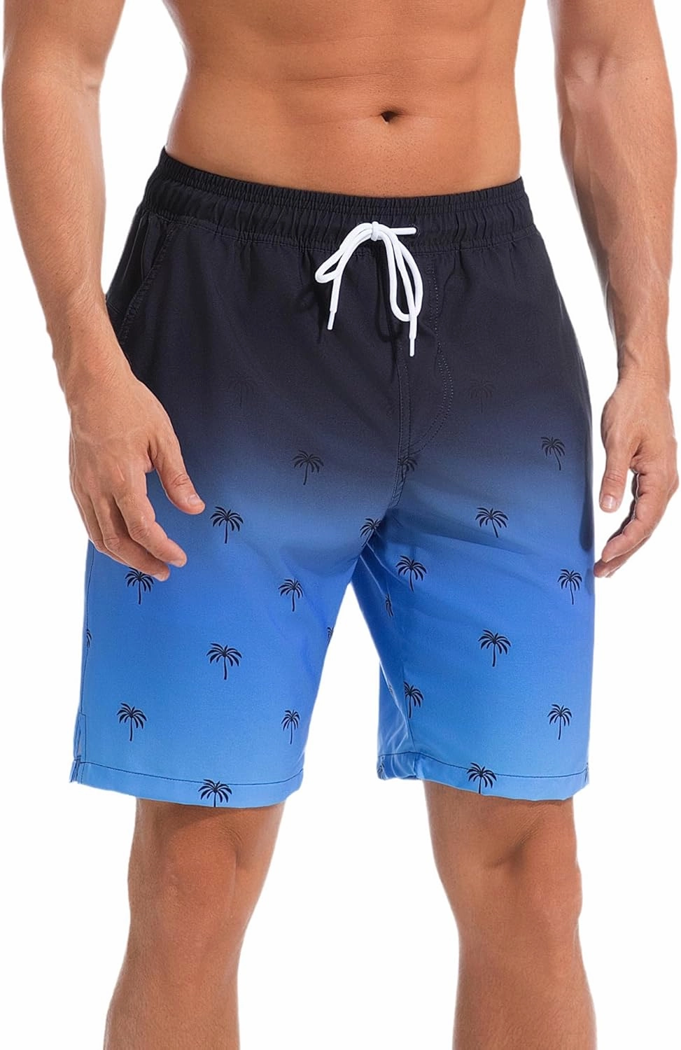 difficort Mens Swim Trunks Quick Dry Bathing Suit 9 inch Inseam Board Shorts with Compression Liner and Zipper Pocket