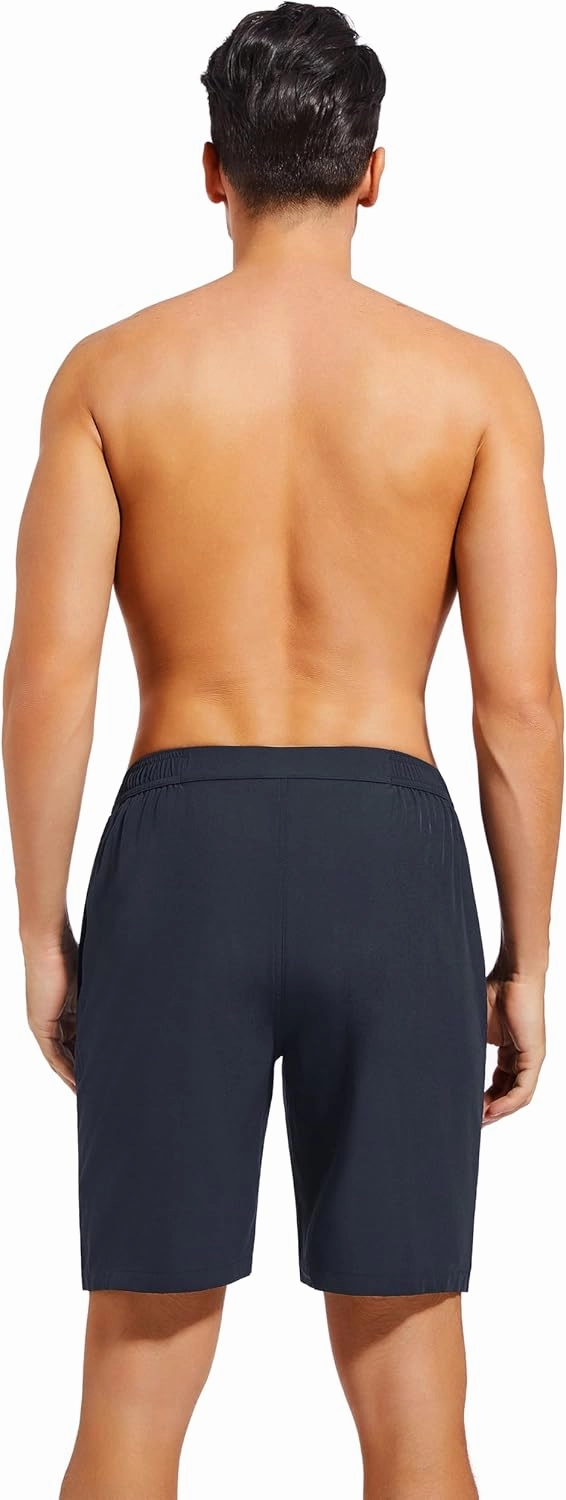 difficort Mens Swim Trunks with Compression Liner 9" Zipper Fly Bathing Suits Quick Dry Swimming Shorts with Zipper Pockets