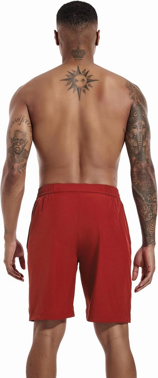difficort Mens Swim Trunks with Compression Liner 9" Zipper Fly Bathing Suits Quick Dry Swimming Shorts with Zipper Pockets