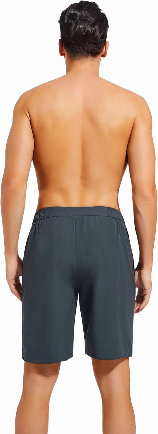 difficort Mens Swim Trunks with Compression Liner 9" Zipper Fly Bathing Suits Quick Dry Swimming Shorts with Zipper Pockets
