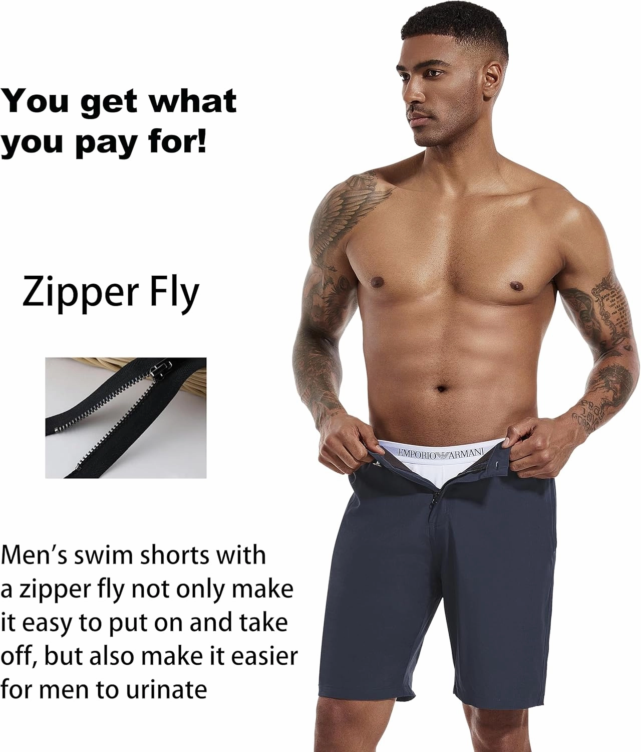 difficort Mens Swim Trunks with Compression Liner 9" Zipper Fly Bathing Suits Quick Dry Swimming Shorts with Zipper Pockets