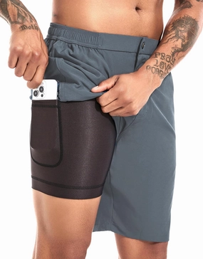 difficort Mens Swim Trunks with Compression Liner 9" Zipper Fly Bathing Suits Quick Dry Swimming Shorts with Zipper Pockets