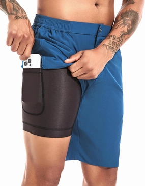 difficort Mens Swim Trunks with Compression Liner 9" Zipper Fly Bathing Suits Quick Dry Swimming Shorts with Zipper Pockets