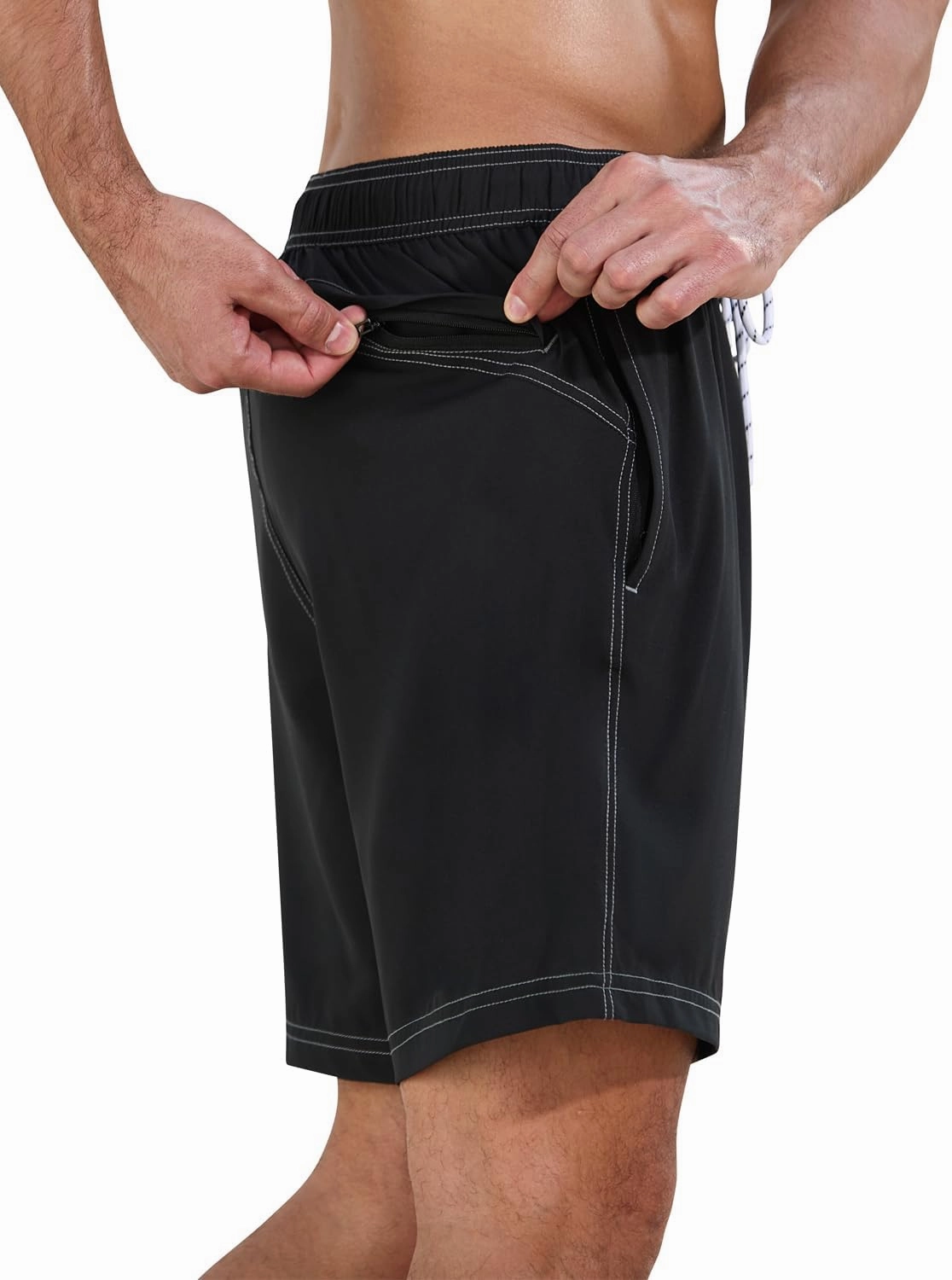 difficort Mens Swim Trunks with Compression Liner Quick-Dry Bathing Suit with Zipper Pockets