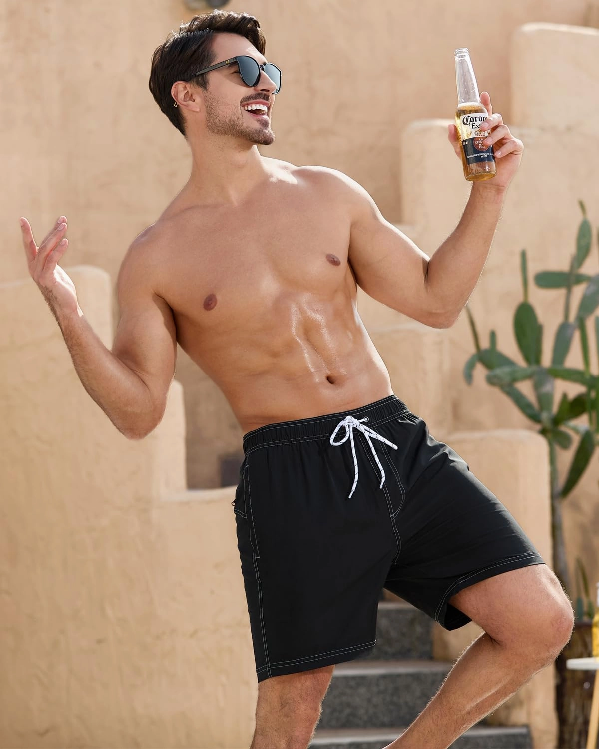 difficort Mens Swim Trunks with Compression Liner Quick-Dry Bathing Suit with Zipper Pockets
