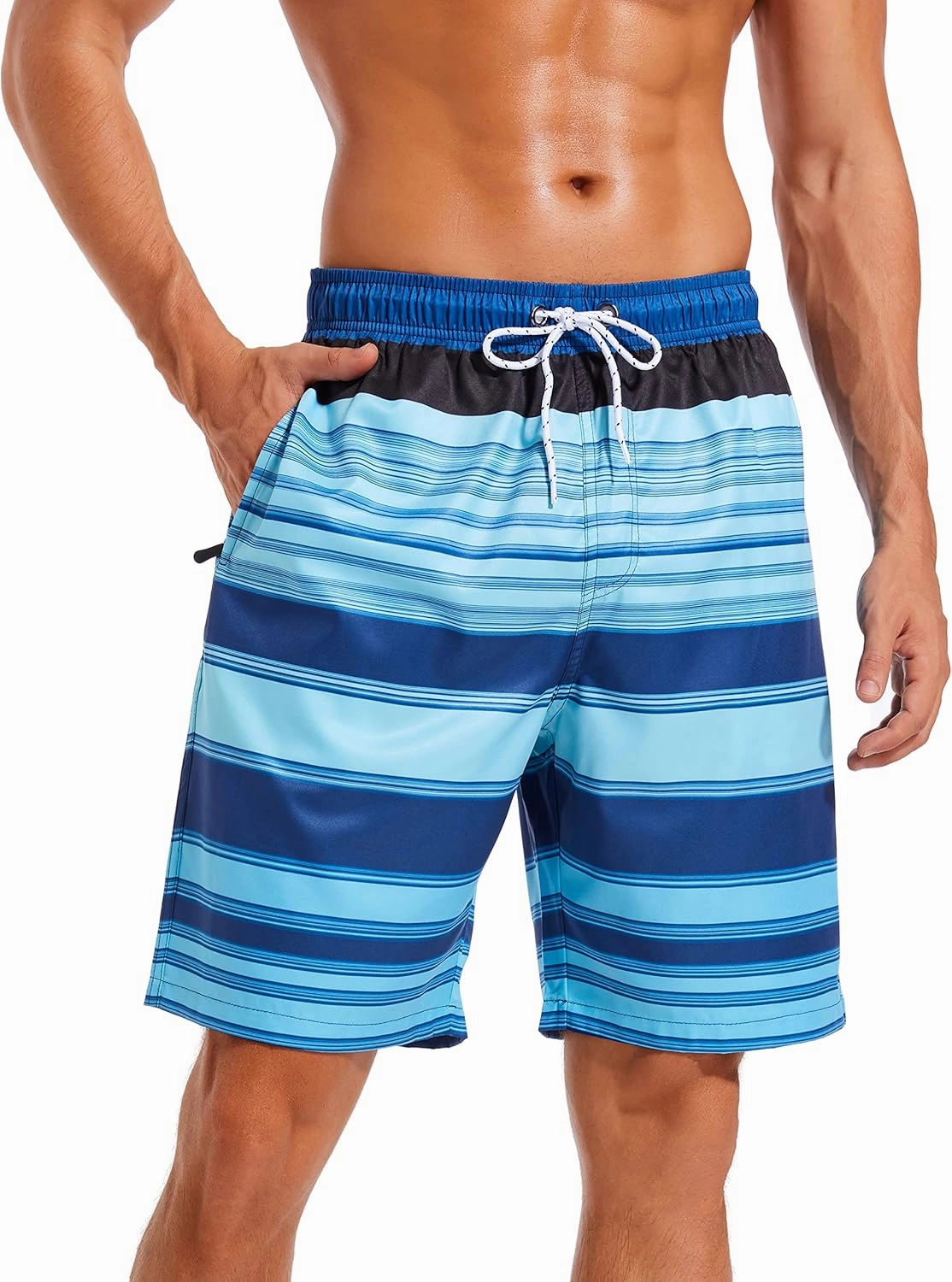 difficort Mens Swim Trunks with Compression Liner Quick Dry Bathing Suits Shorts with Zipper Pockets