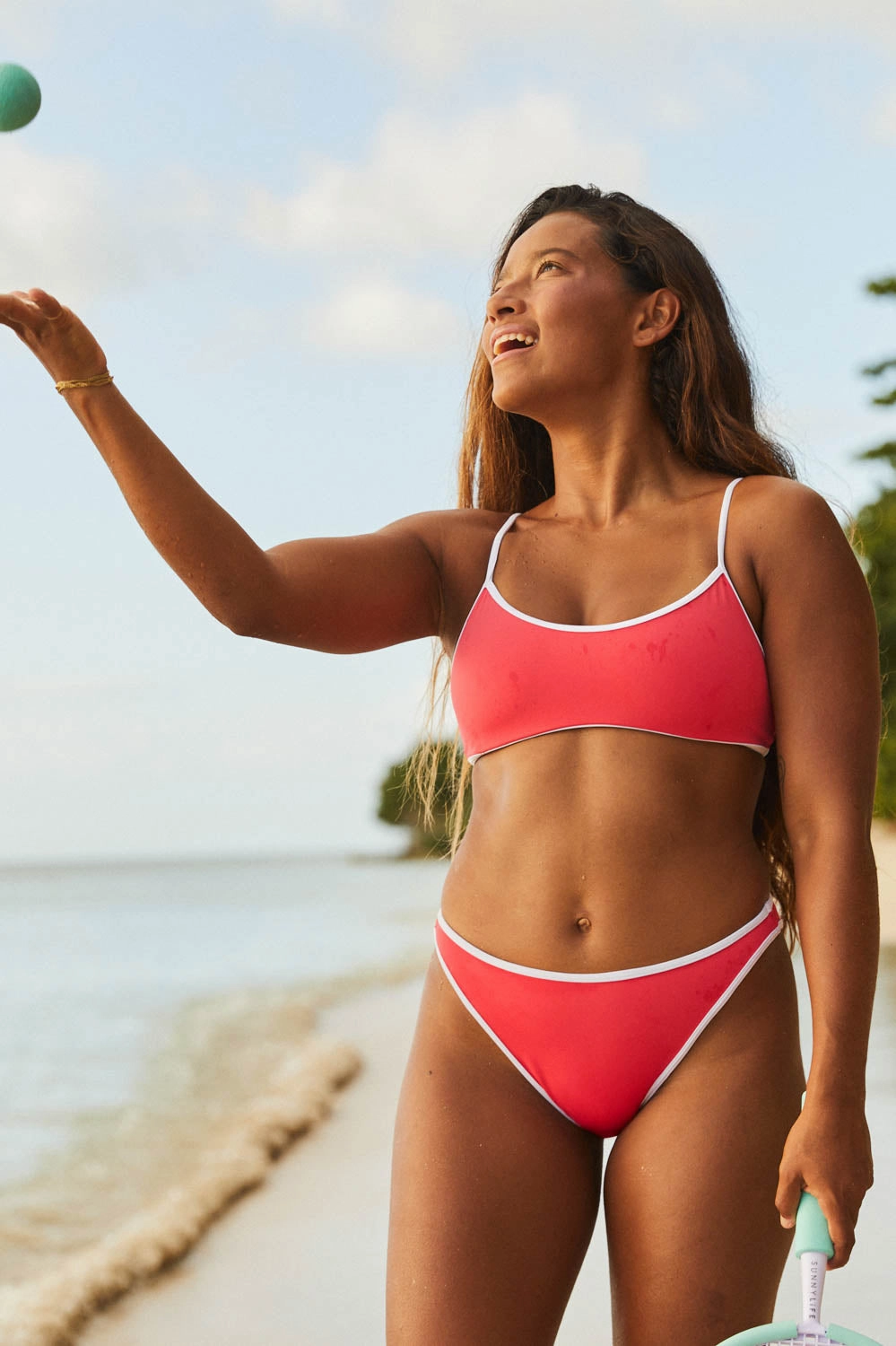 Dina Bikini Bottom - Coral Reef & White