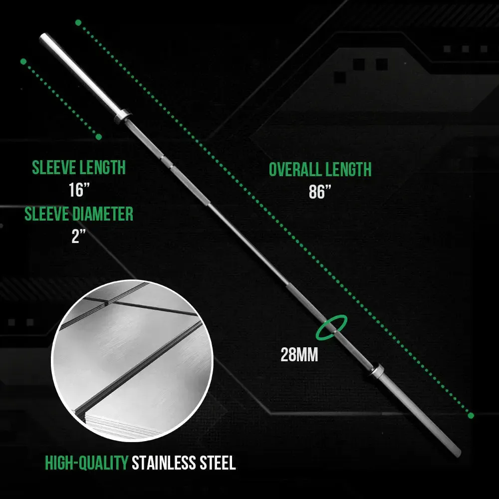 20kg Wonder Bar Stainless Steel Barbell, Wheelchair accessible gym gear, Home Gyms, Rubber Gripped Olympic Plates