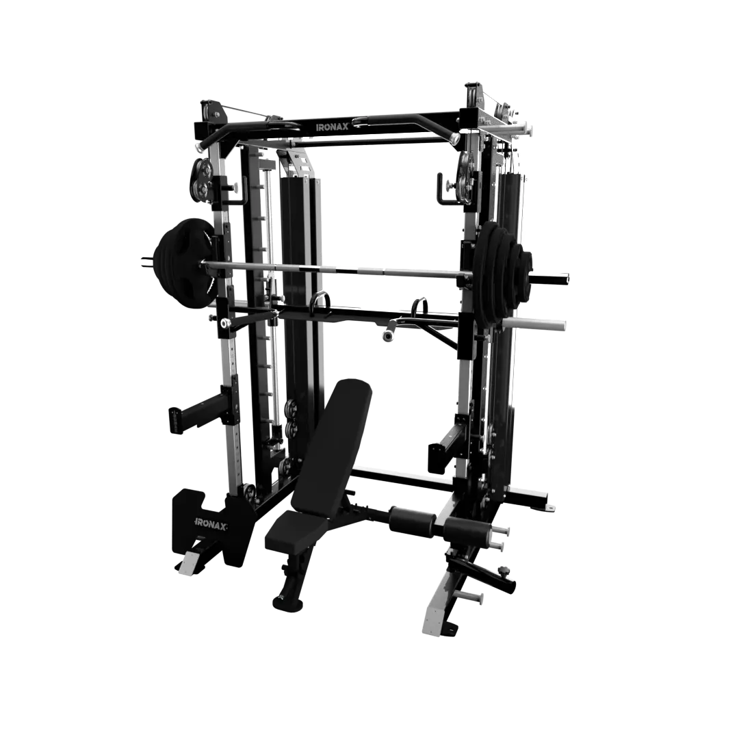 Discover the Difference IRONAX - All-In-One with Bench & Olympic Plate Combo ~ Best-Selling, Rear Drive, Gym water bottle