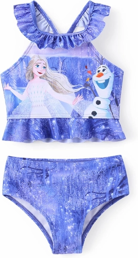 Disney Princess Toddler Girls Two Piece Tankini Top and Bow Tie Bikini Bottom Beach Swimwear Set