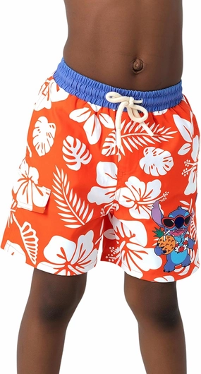 Disney Stitch Boys Swim Trunks with UPF 50  Sun Protection, Quick-Dry Fabric, and Pocket