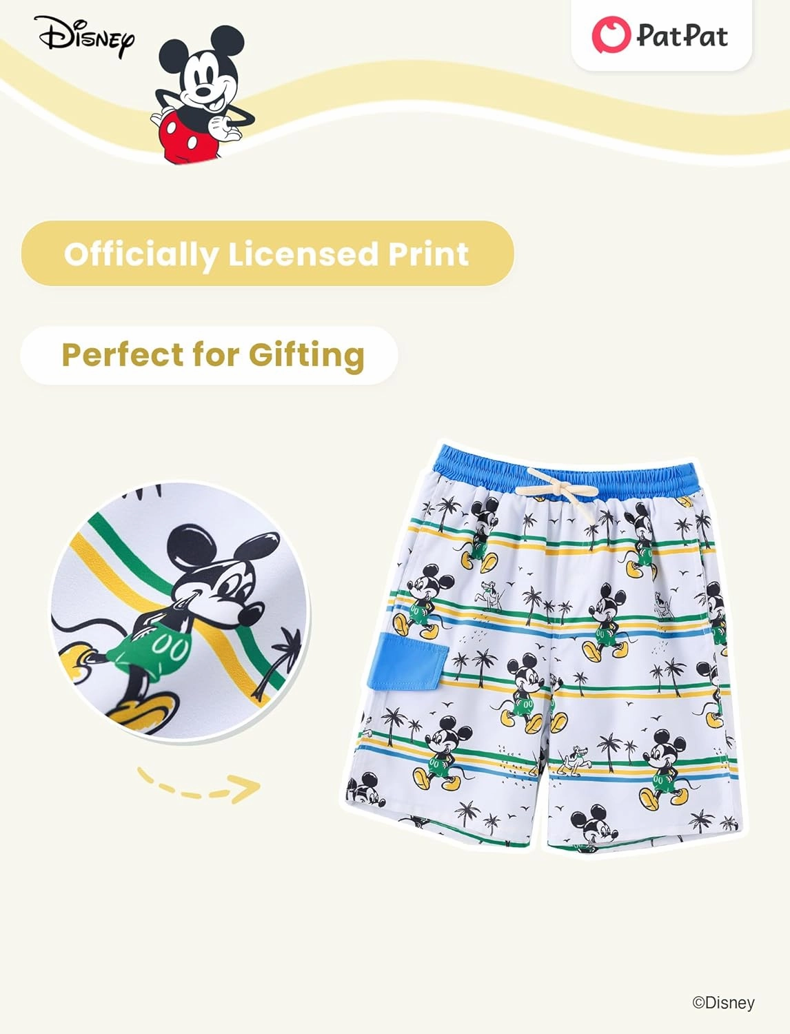 Disney Stitch Boys Swim Trunks with UPF 50  Sun Protection, Quick-Dry Fabric, and Pocket