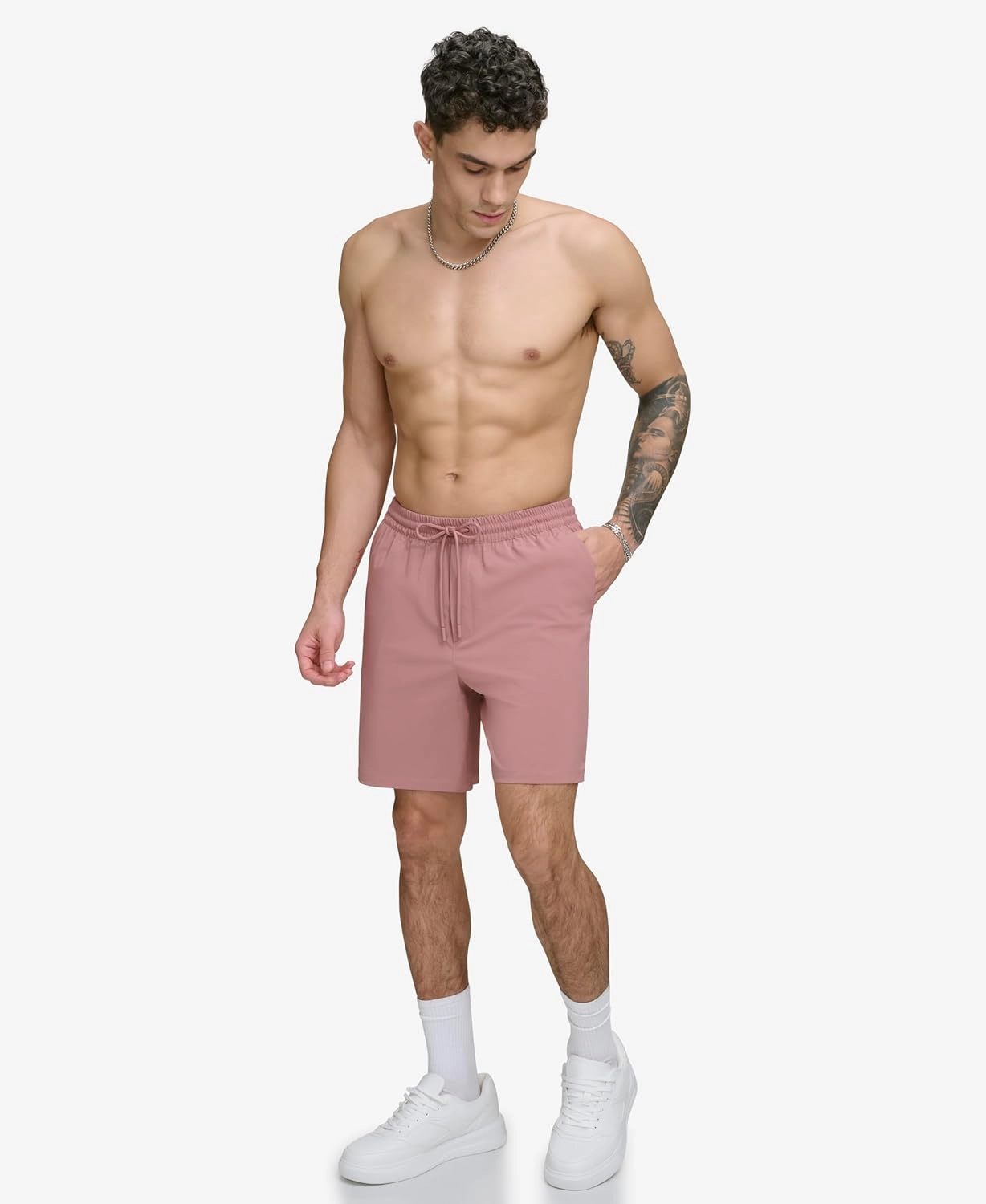 DKNY Men's Stretch Quick Dry Volley UPF 40  Protection Swim Trunk