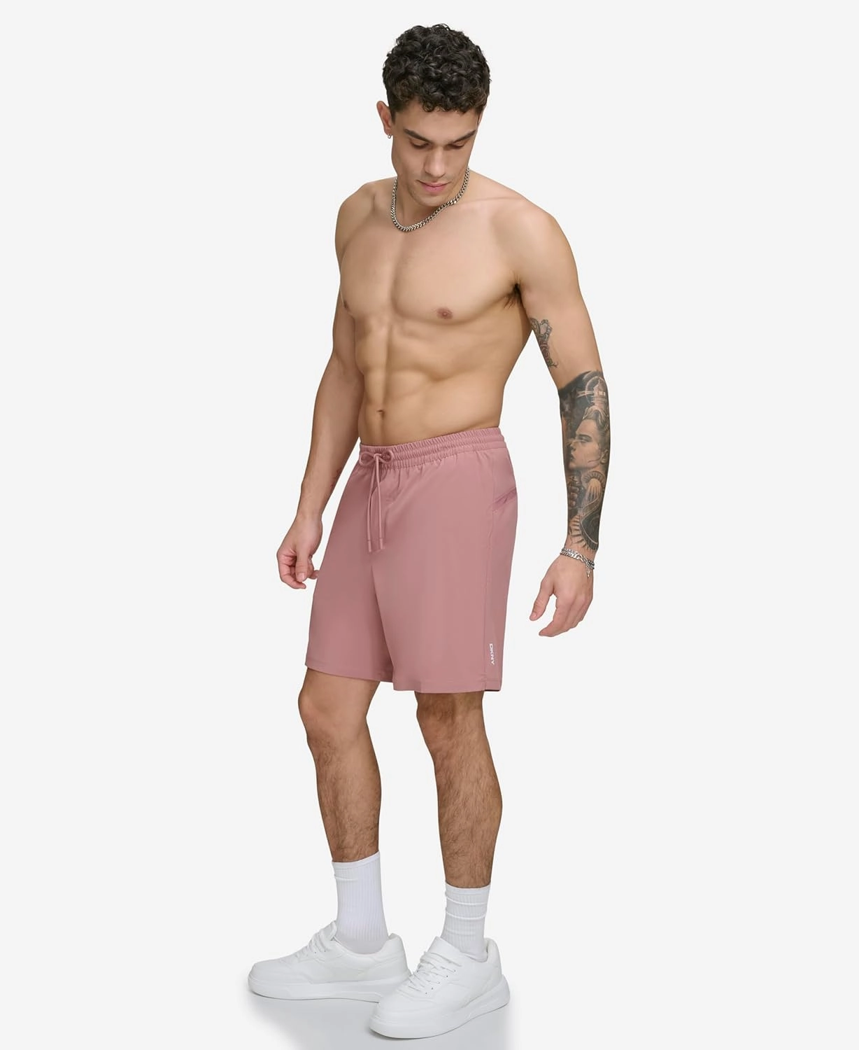 DKNY Men's Stretch Quick Dry Volley UPF 40  Protection Swim Trunk