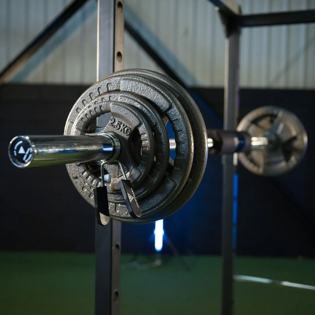 Hit Fitness 100kg Cast Iron Tri-Grip Weight Plate Set, Chin Up,Pull Up Bars, Weight Plate,Bars,Collars
