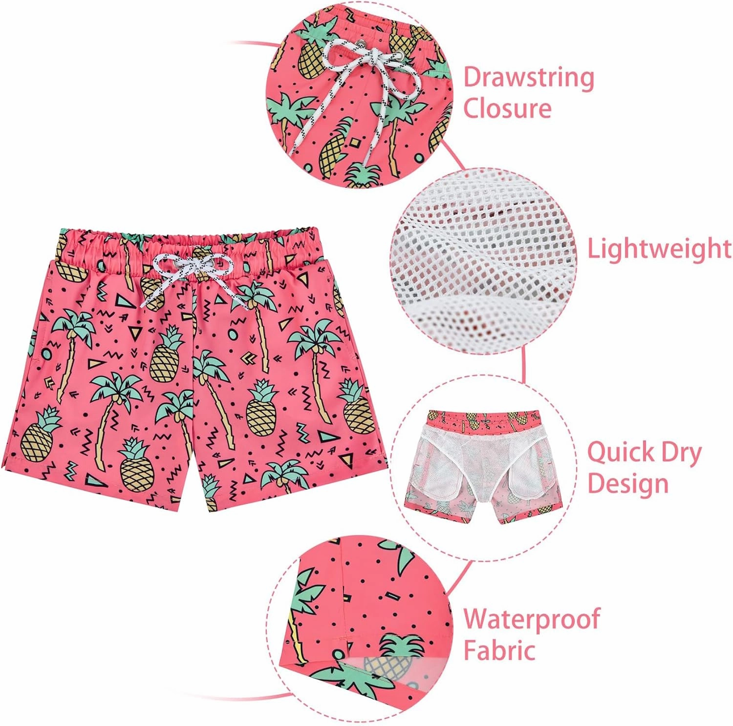 Durio Boys' Swim Trunks - Quick Dry Board Shorts with Stretchy Fabric